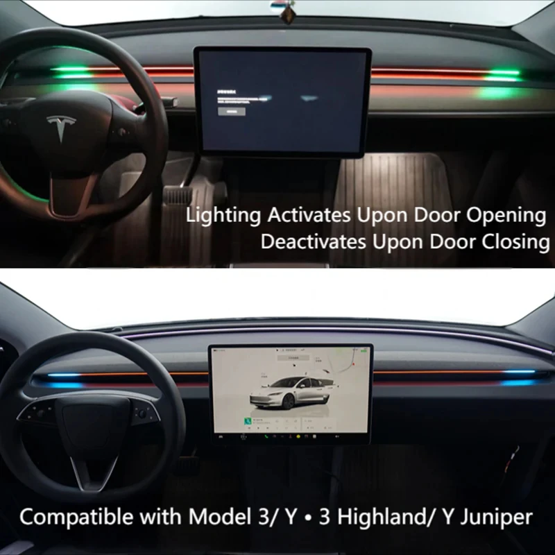 

2-in 1 Smart Air Vent Ambient Light System BSD System for Tesla New Y Juniper Model 3 Highland Model 3 Y 2017+ Car Accessories