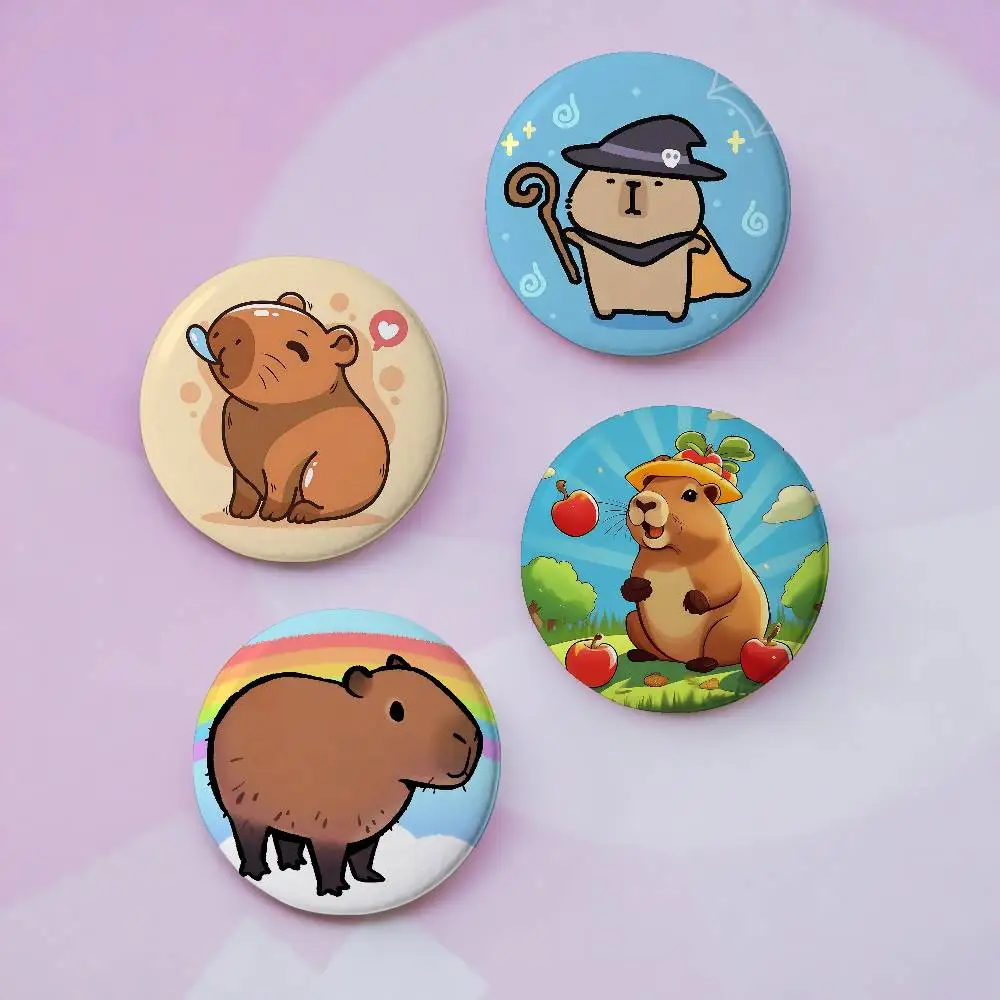 Cartoon Capybara Brooches Stylish Ornament Pins Exquisite Round Badge Bag Accessories Jewelry Gifts