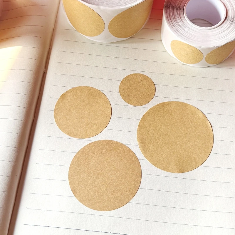 

Kraft Round Stickers, 1/1.5/1.8/2 Inch Blank Self-Adhesive Labels for Gift Packaging, Custom Name for Wedding, Birthday