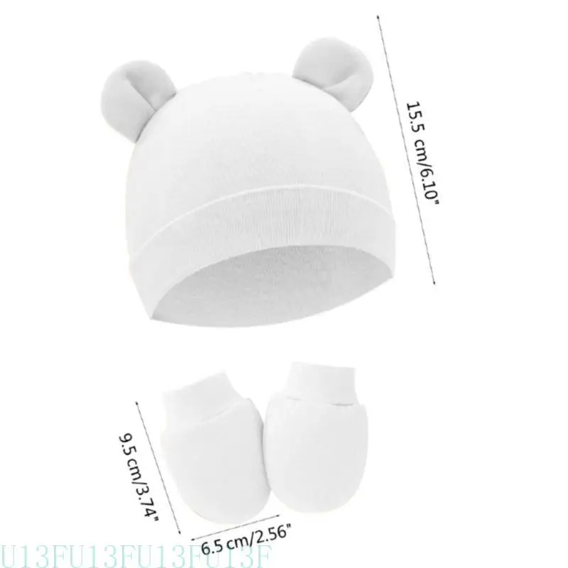 

U13F Breathable Newborn Caps with Mittens Baby Caps & Mittens Comfortable for Comfort