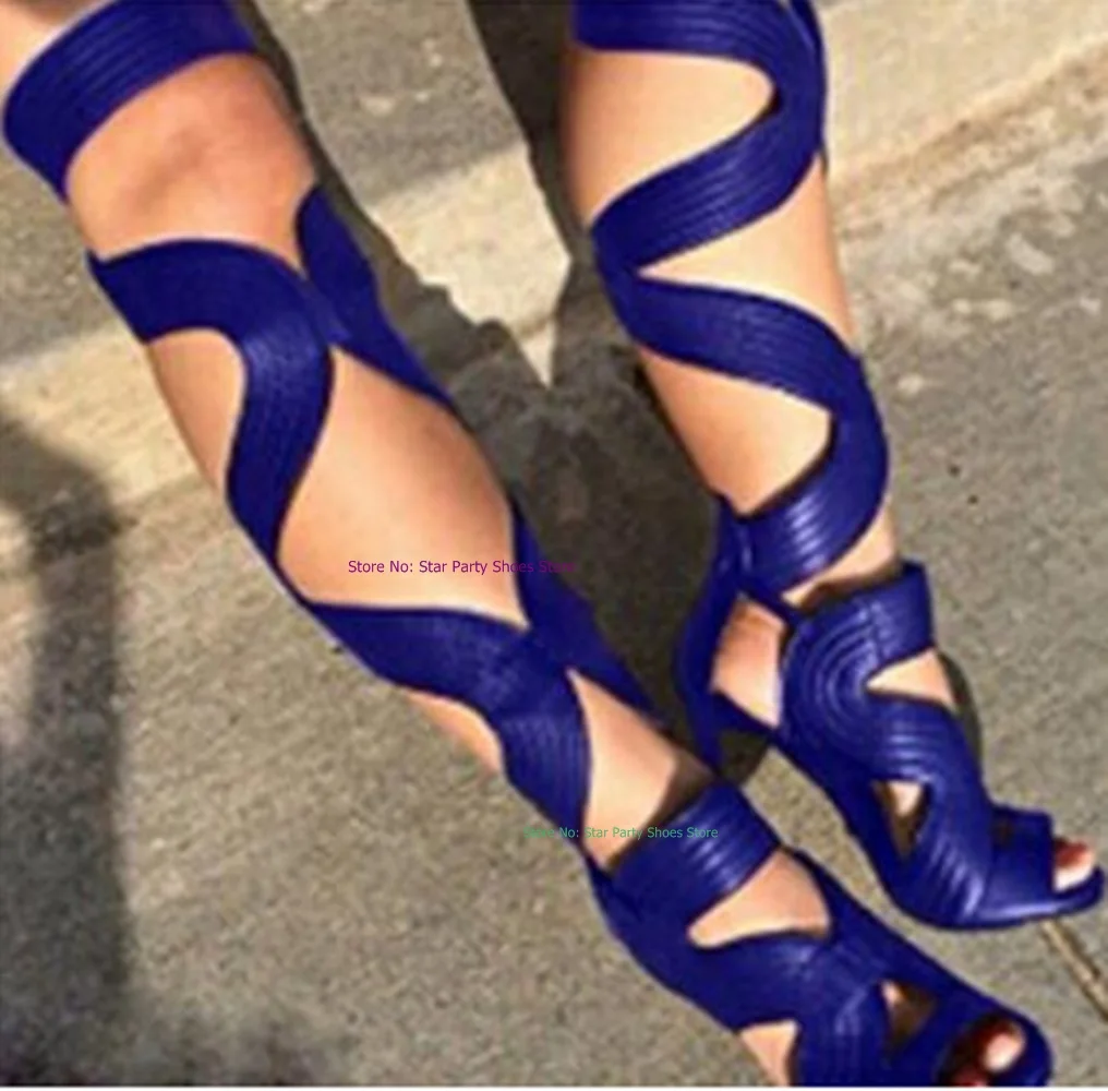 

Attractive Snake S style Summer Sandals Thin High Heel Peep Toe Back Laceup Lady Sexy Purple Black Party Sandal Shoes