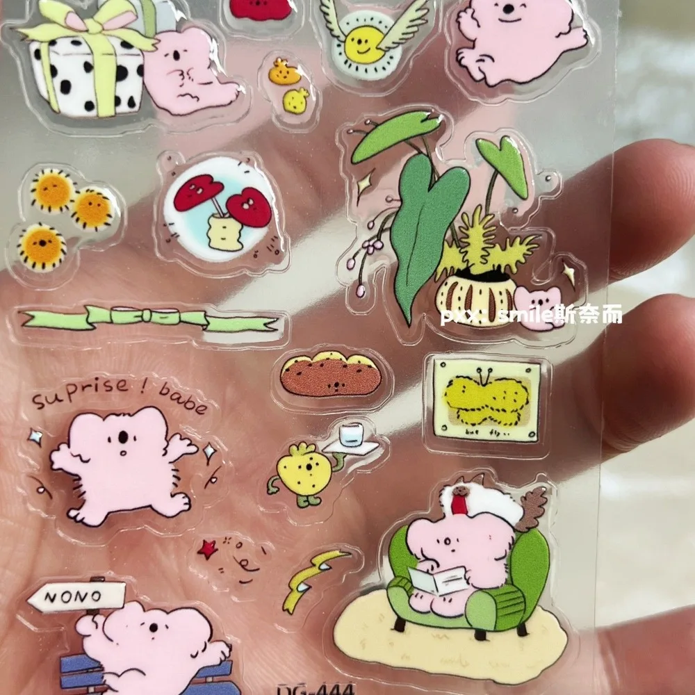 INS abstract kawaii Cat Elephant Jelly Stickers for DIY Mobile Phone Case Decor Scrapbook handmade material Craft Supplies view 4