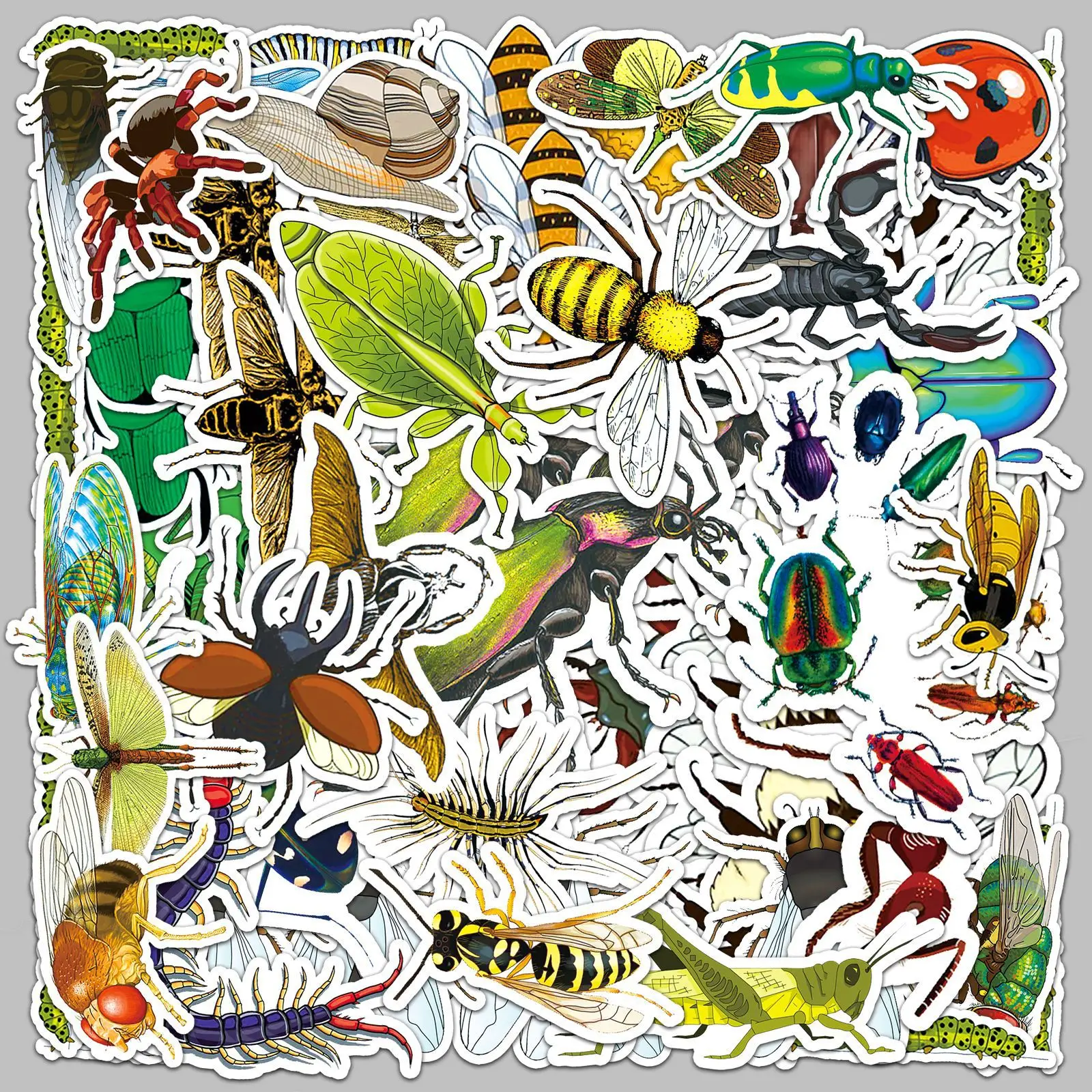 

60pcs Cartoon Cute Insect Series Graffiti Stickers For Mobile Phone Shell Skateboard Decorative Stickers DIY Toy Sticker Pack
