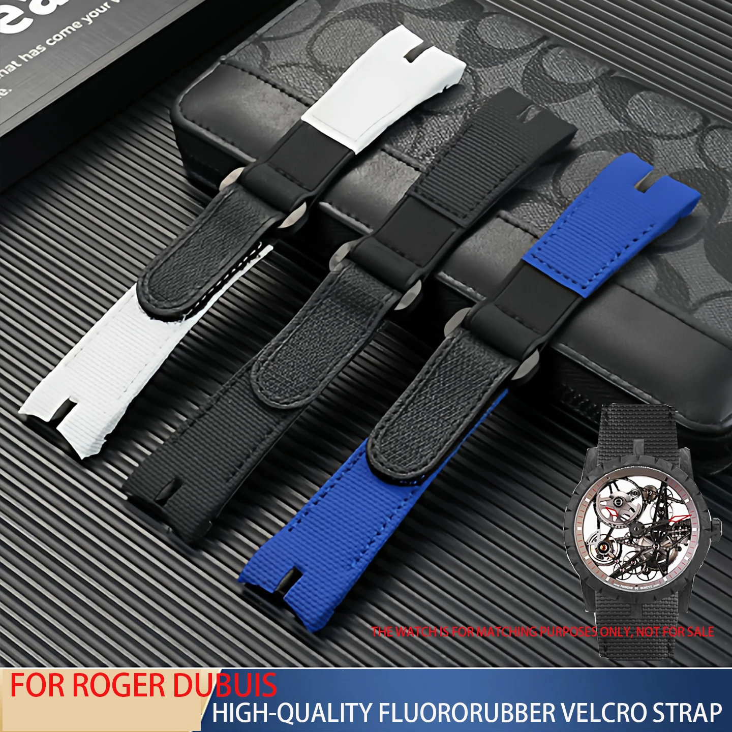 For Roger Dubuis Excalibur King series fluororubber replace the special Velcro notched design custom watch strap for men