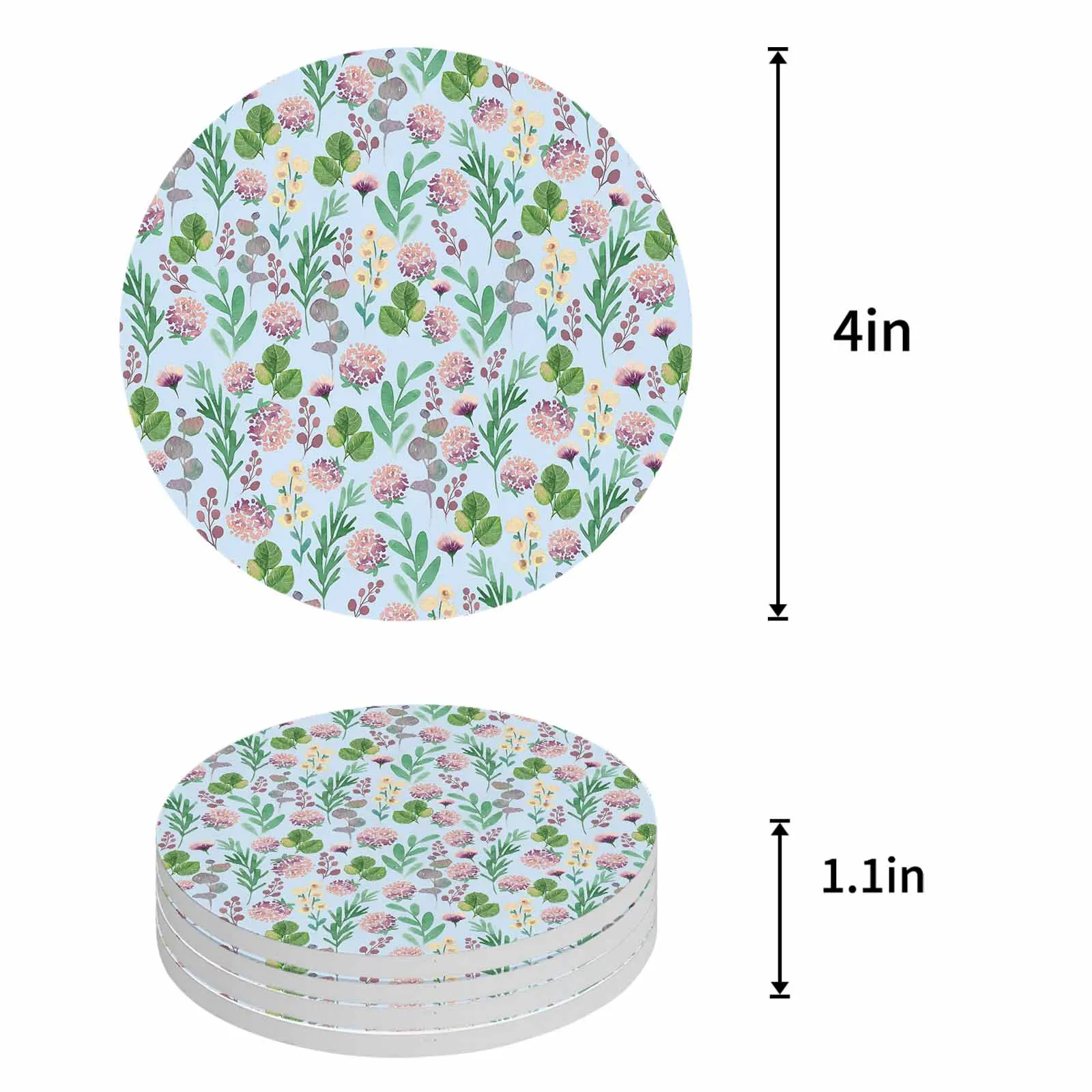 Glassware Plant Flowers Lavender Table Coasters for Cups Tea Coaster Cup Pad Mat Drink Coffee Drinkware Kitchen Dining Bar Home