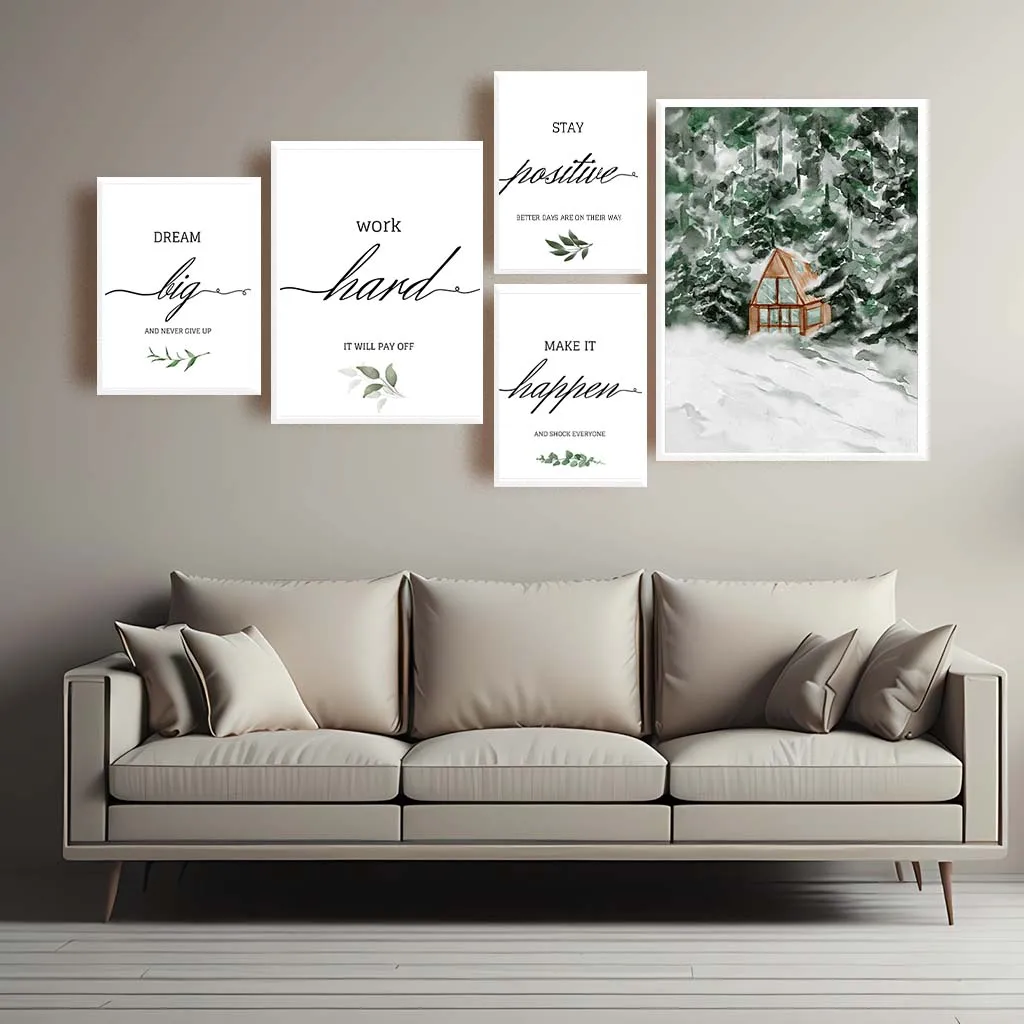Nordische Wandkunst Motivierende Typografie Verschneiter Wald Leinwanddruck Nordischer Stil Poster Drucke Schlafzimmer Wohnzimmer Wanddekoration