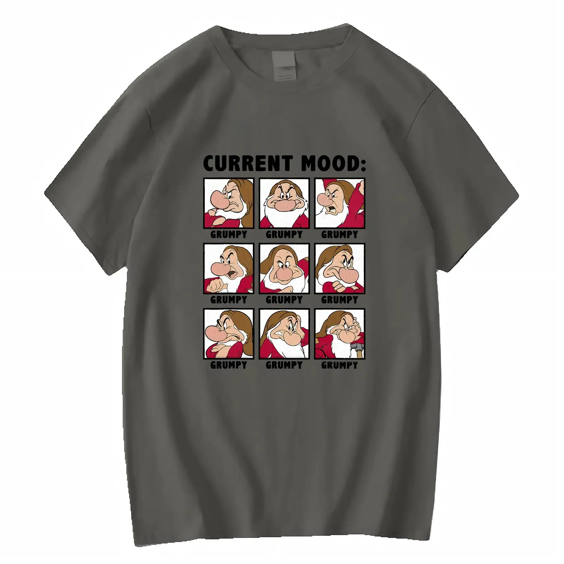 ديزني غاضب قزم سنو وايت تي شيرت 100 قطن طاقم الرقبة للعائلة مطابقة ديزني لاند رحلة خمر غسلها أنيق