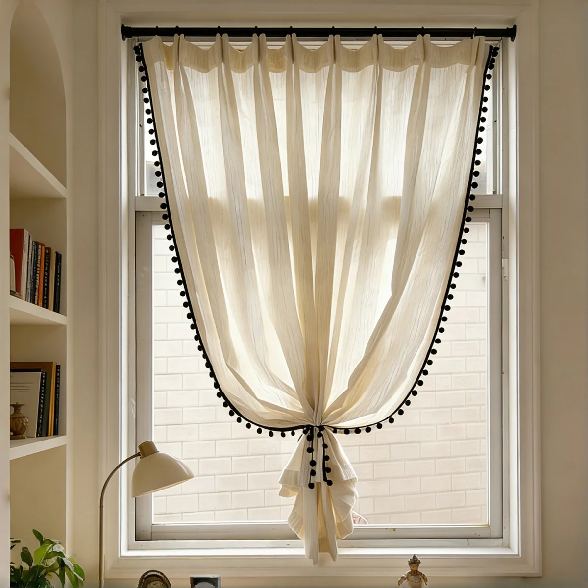 1PC Creamy Style Curtain Hooks, Bedroom Privacy Screen, Sun Protection, Heat Insulation, Elegant Lace Curtains, Hook Design