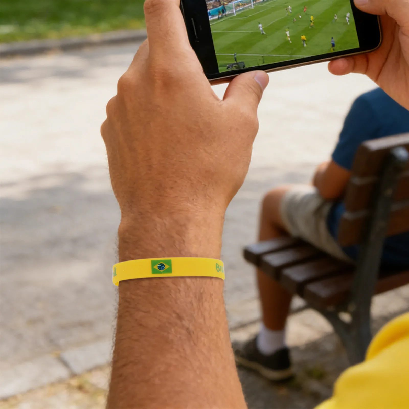 20Pcs Brazil Flag Silicone Wristbands Comfortable Sports Bracelets Country Flag Soccer Rings Patriotic Football Gifts for Fans
