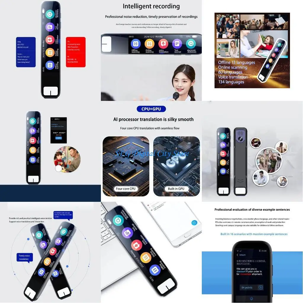 

U75B Speech Translator Device For 100+ Languages Plastic Construction Scan Reader Pen Extended Use Time Business Essential