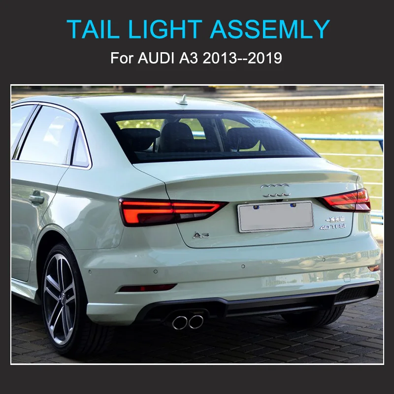 1 Pair LED Taillight Assembly For Audi A3 Sedan 2013-2020 8V A3L Upgrade Plug and Play with LED Dynamic Turning Rear Tail Lights