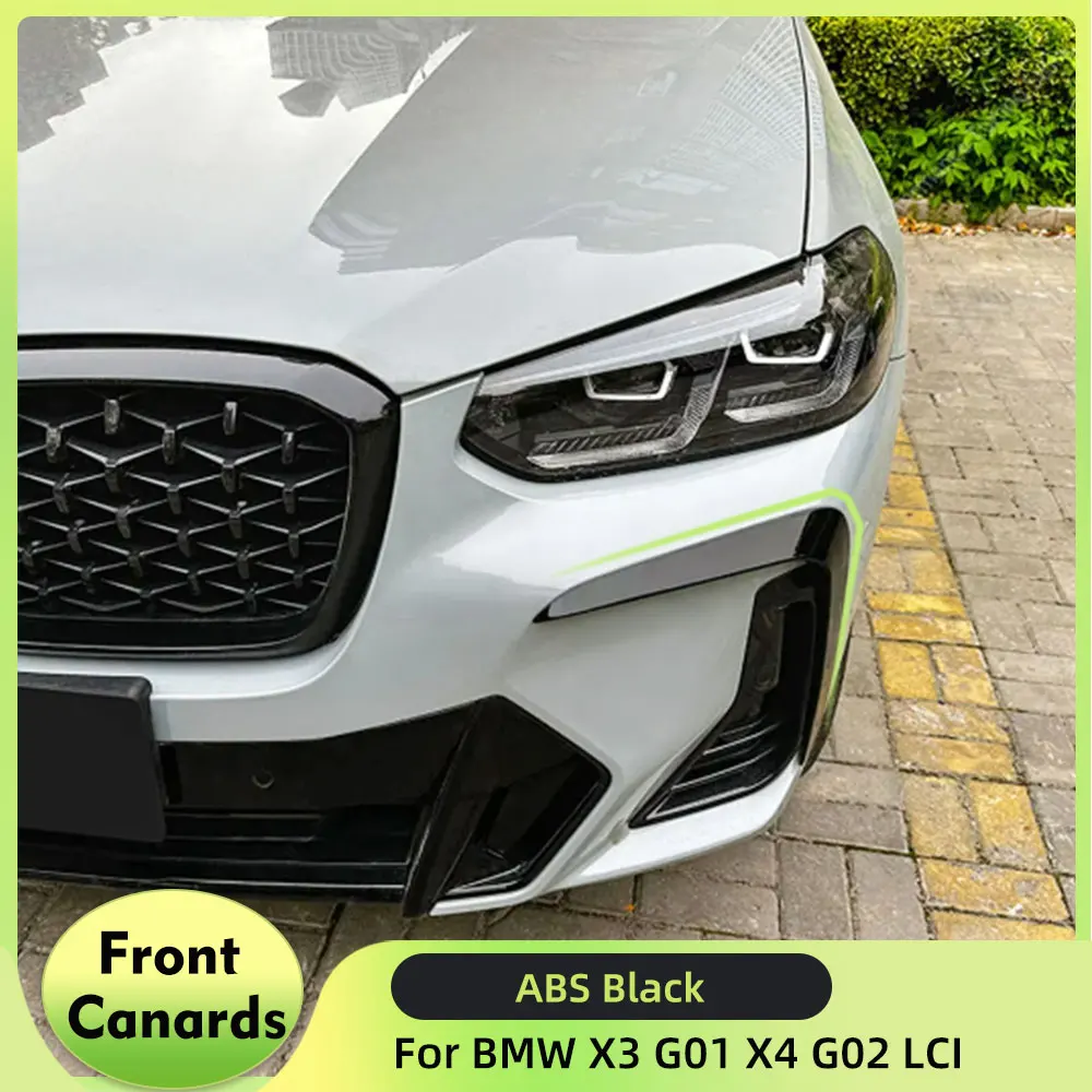 

ABS Black Car Front Canards For Bmw X3 G01 ix3 2021-2023 X4 G02 Lci Front Body Kits Splitter Car Fog Lamp Cover Trim