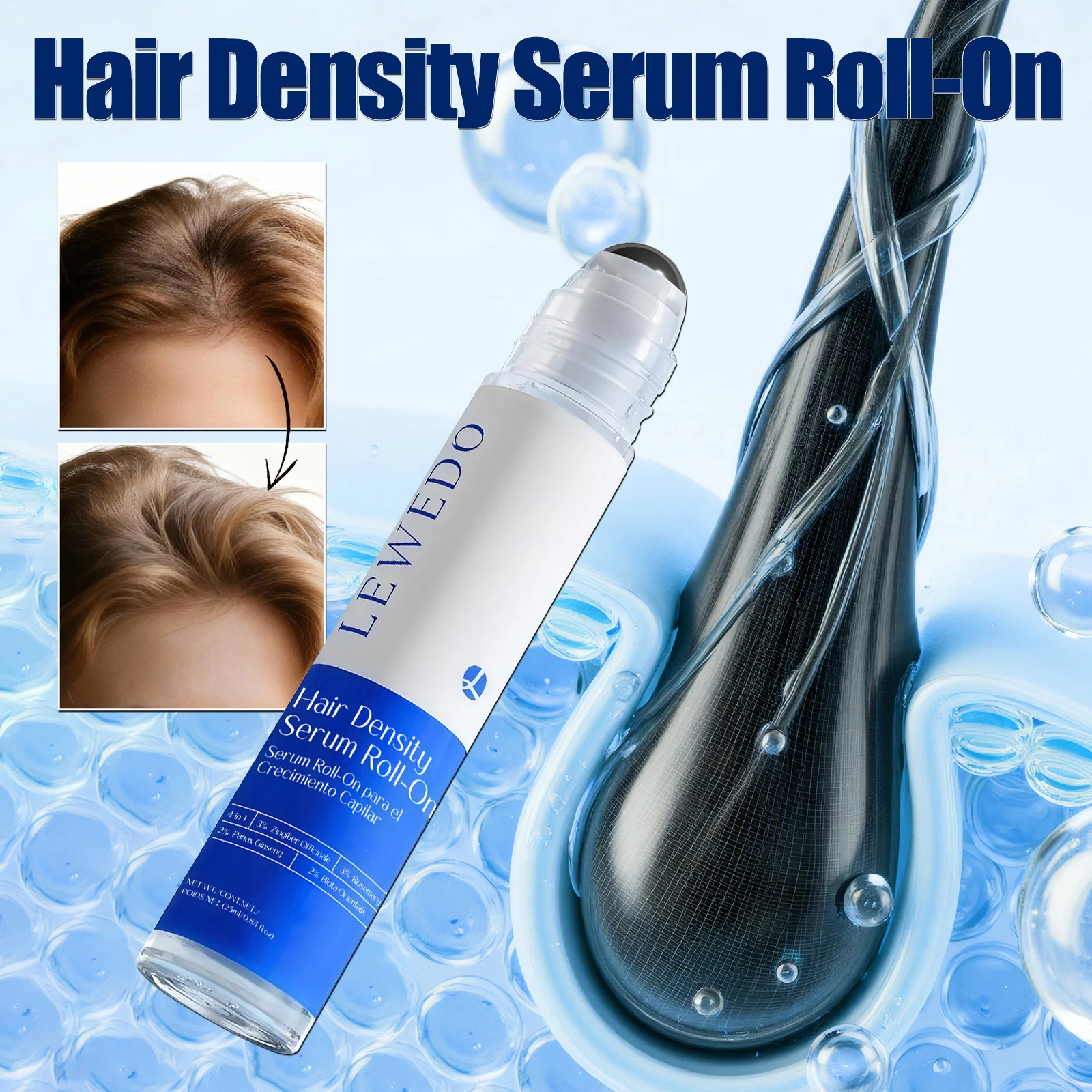 

LEWEDO Roll-on Ball Rosemary Hair Care Essence Nourishing Anti-Frizz Hair Serum Long-lasting Strengthening Scalp Treatment