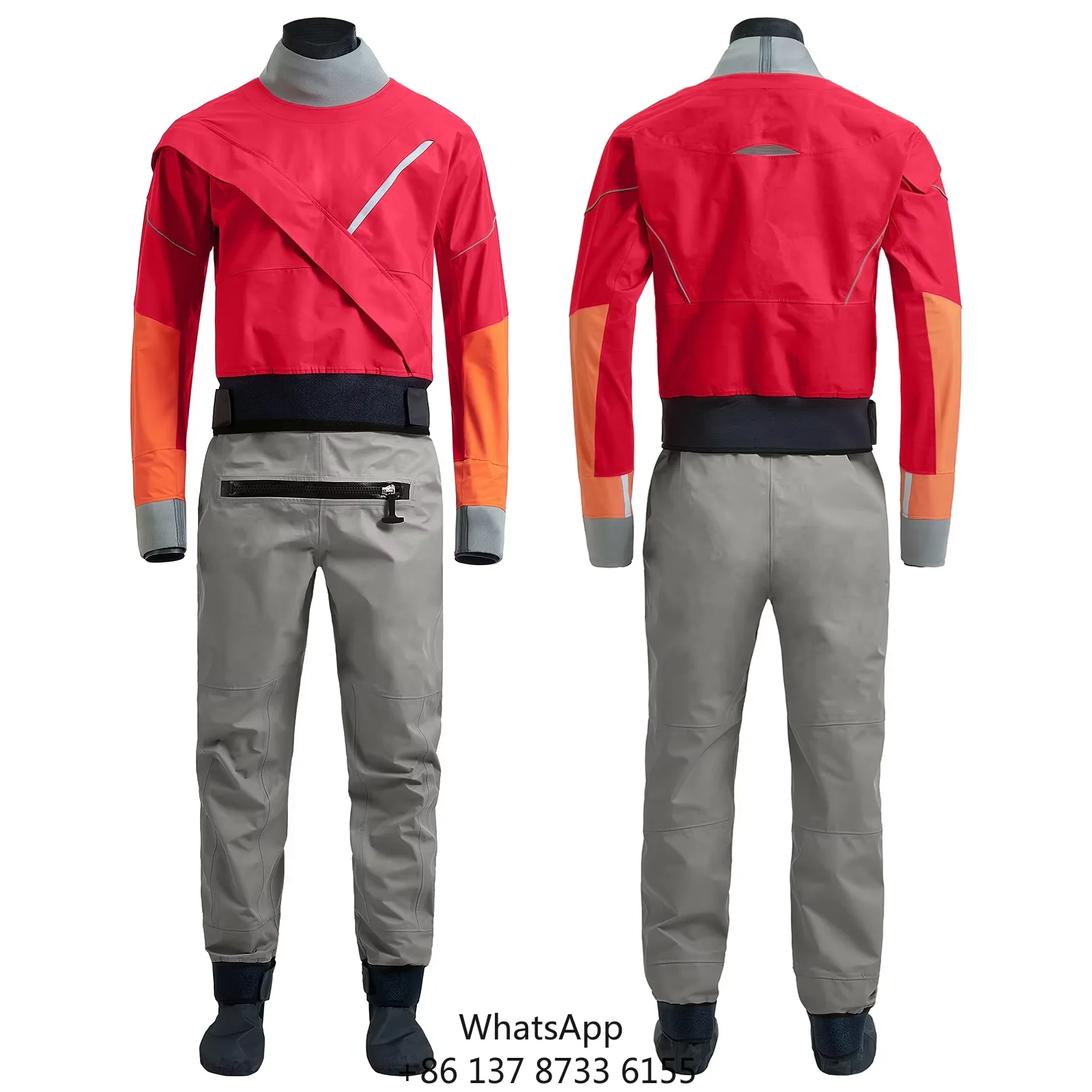 

High Quality Men's Kayak Drysuit 100% 3-Layer Waterproof Breathable Fabric For Sailing Diving Dry Suit