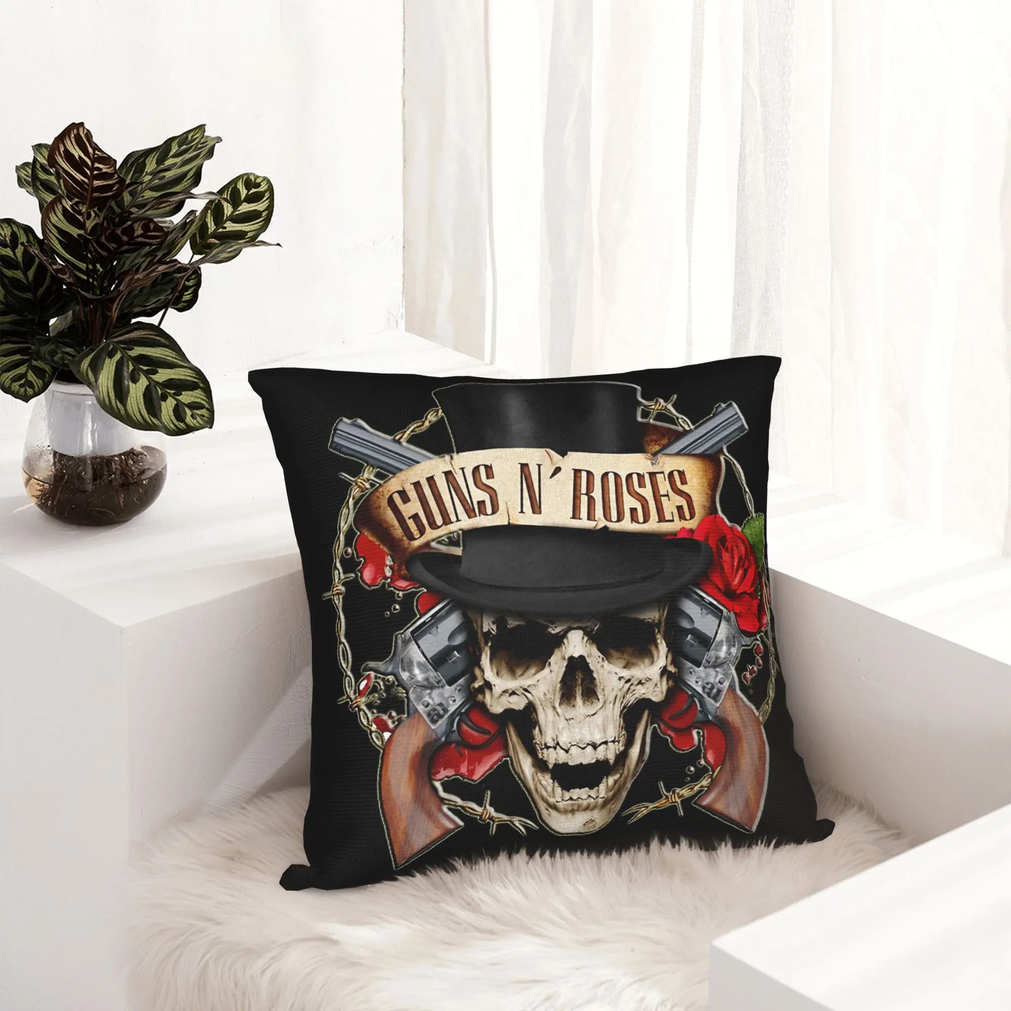 G-Guns N Roses Pillowcase Double-sided Printing Polyester Cushion Cover Decorative  Throw Pillow Case Cover Home Square 18''