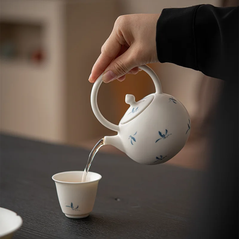 

Матовый ручная роспись осенняя вода орхидея Джекпот литерати бытовой пивоваренный чайник фильтр кунг-фу чайный сервиз японский чайник