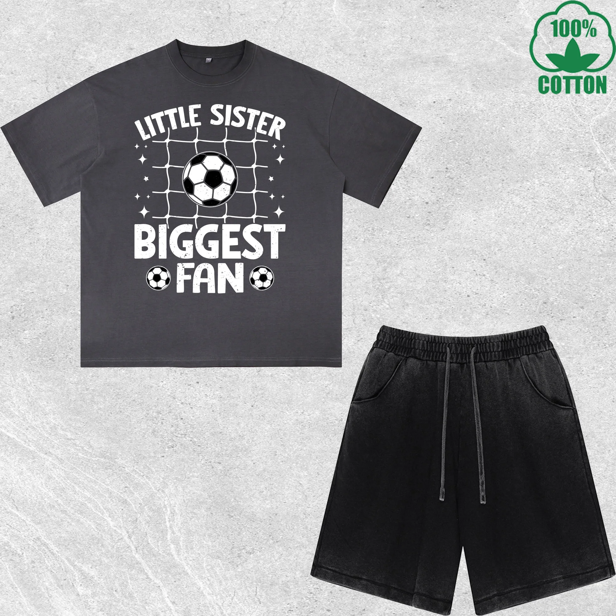 

Little Sister Biggest Printed Dirty Wash T-Shirt Shorts Set Multicolor Combo Loose Trendy Fashionable 100%Cotton