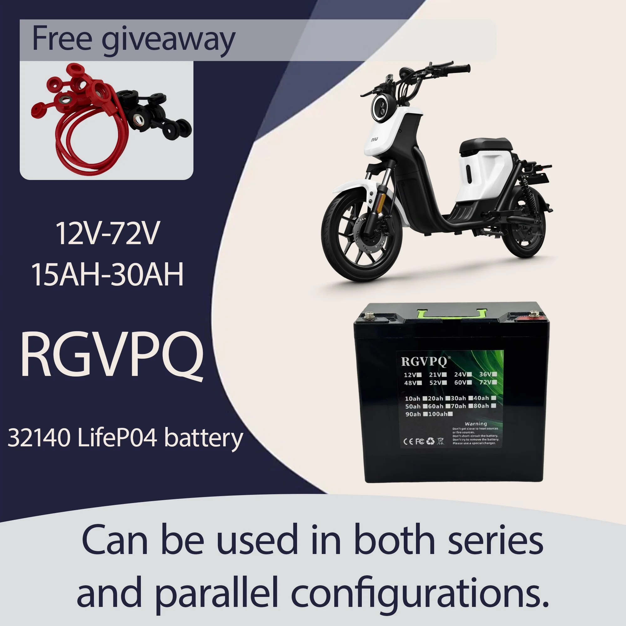 

12V32140LIFePO4 battery, 15AH-30AH, suitable for solar energy, electric vehicles can be connected in series with 24V36V48V60V72V