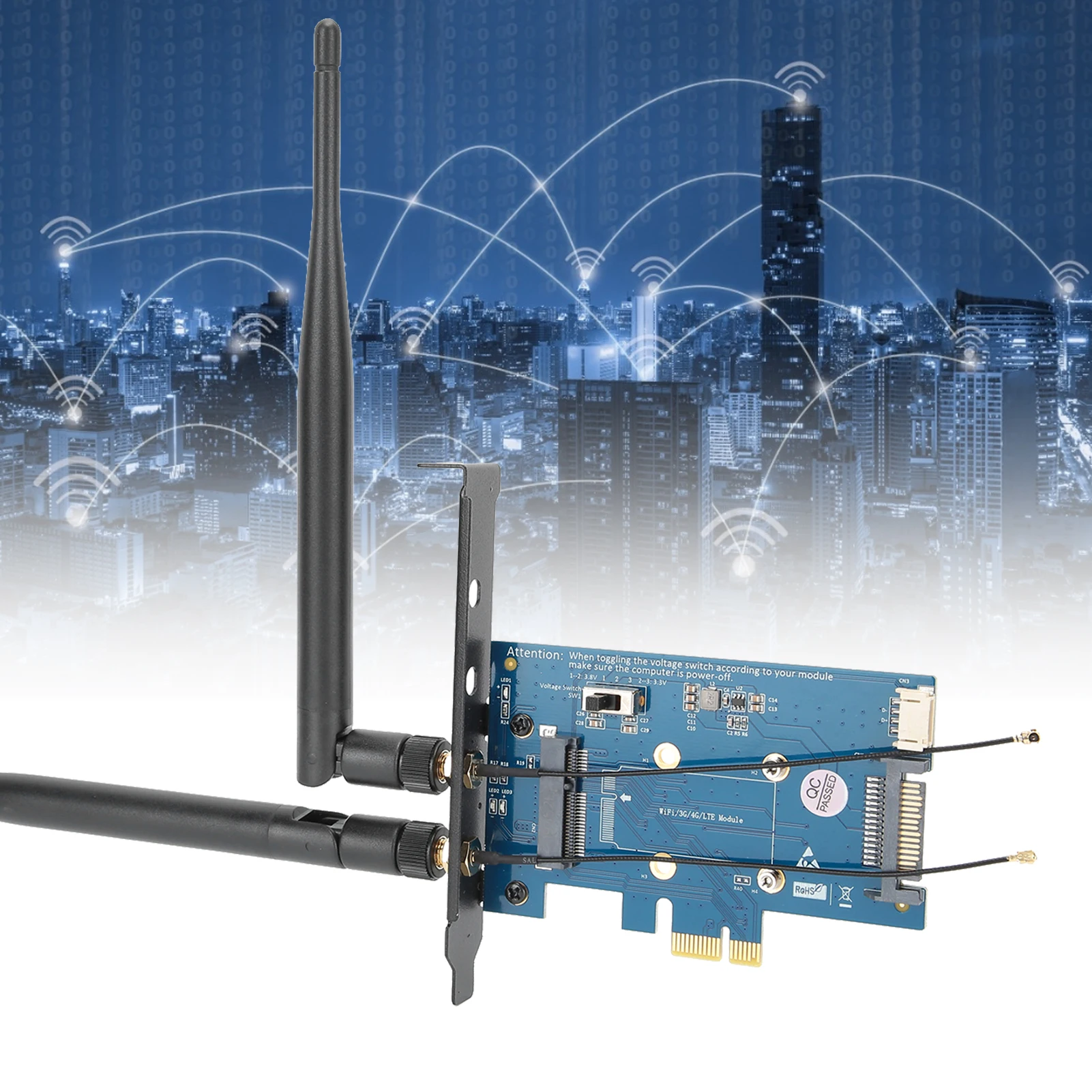 

Network Peripheral PCIE Wifi Adapter Wireless Dual Band Adapter with SIM Card Holder Mini PCI-E to PCI-E 1X Network Peripheral