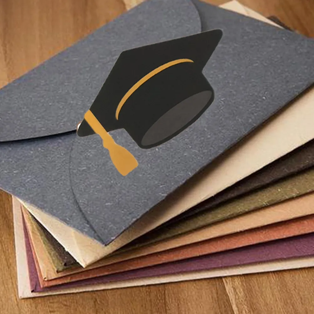 

10 Sheets Graduation Cap Stickers Creative Self-Adhesive Decals for Scrapbooking Gift Wrapping Grad Party Decor Envelope Sealing