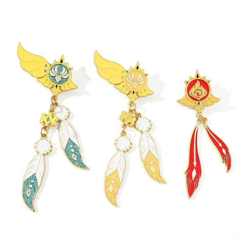 

Game Genshin Impact Amber Eye of God Luminous Imitation Enamel Cosplay Metal Badge Button Brooch Pins Bag Collection Pendant