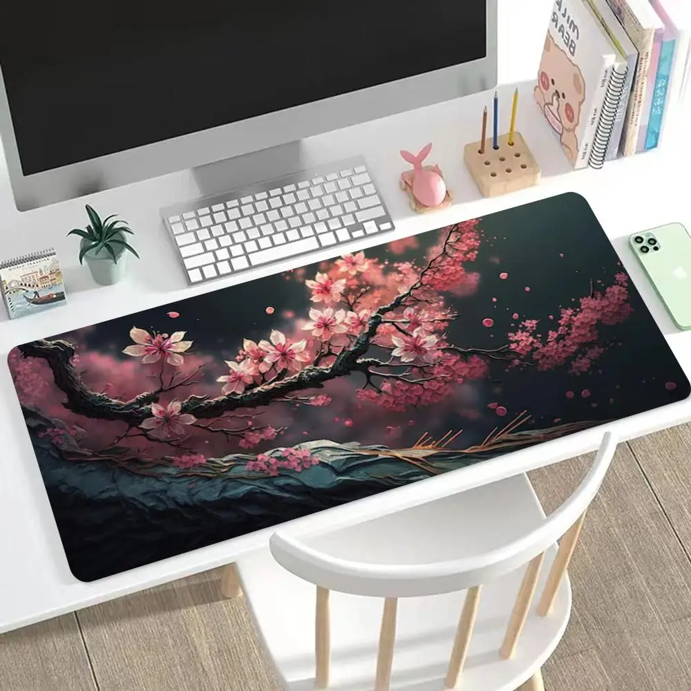 

Cherry blossoms Mouse Pad Large Mouse Pad & Computer Game Mouse Mat (35.4x15.7IN/31.5X15.7IN Map) (90 x40/80x40cm Map)