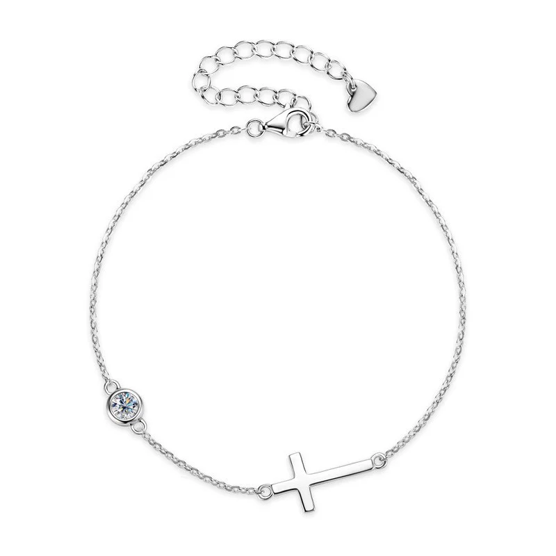 BMO-035  Lefei Fashion Luxury Fine Classic Moissanite Design Cross Bracelet For Charms Women s925 Silver Party Jewelry Match-all