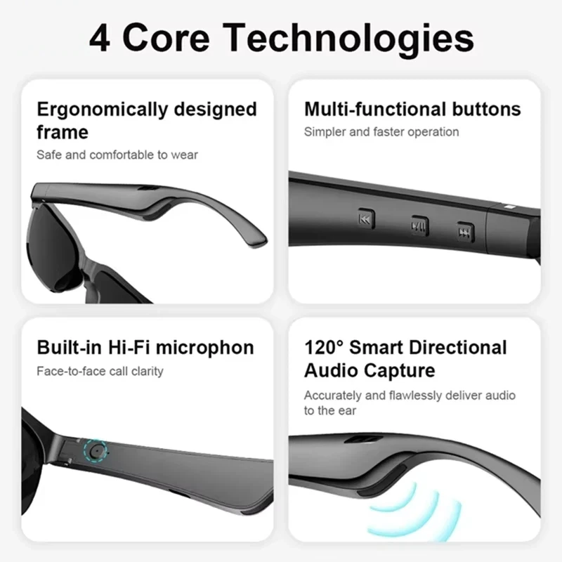 6K AI Smart Glasses Multifunctional Camera Bluetooth Call- Voice Assistant Music Player Translate Photochromic HD Glasses