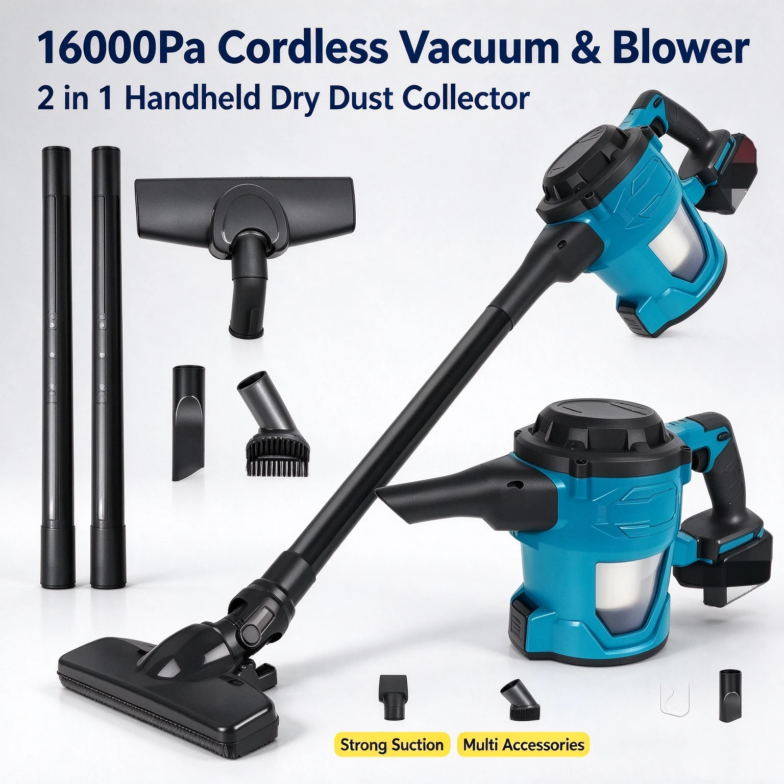 Cordless Electric Vacuum Cleaner 16000Pa Dry Dust Collector Machine Fit For 18V Battery Workshop Home Car Carpet Cleaning