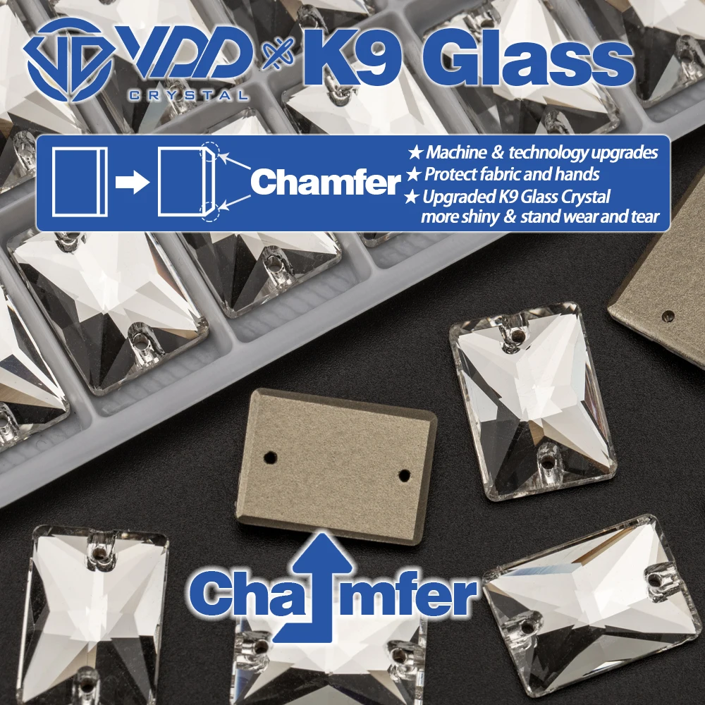 VDD Rechteckige K9-Glas-Strasssteine zum Aufnähen, klare Kristall-Strasssteine mit flacher Rückseite für Bastelarbeiten, Kleidung, Accessoires, Hochzeitskleider – Detail 2