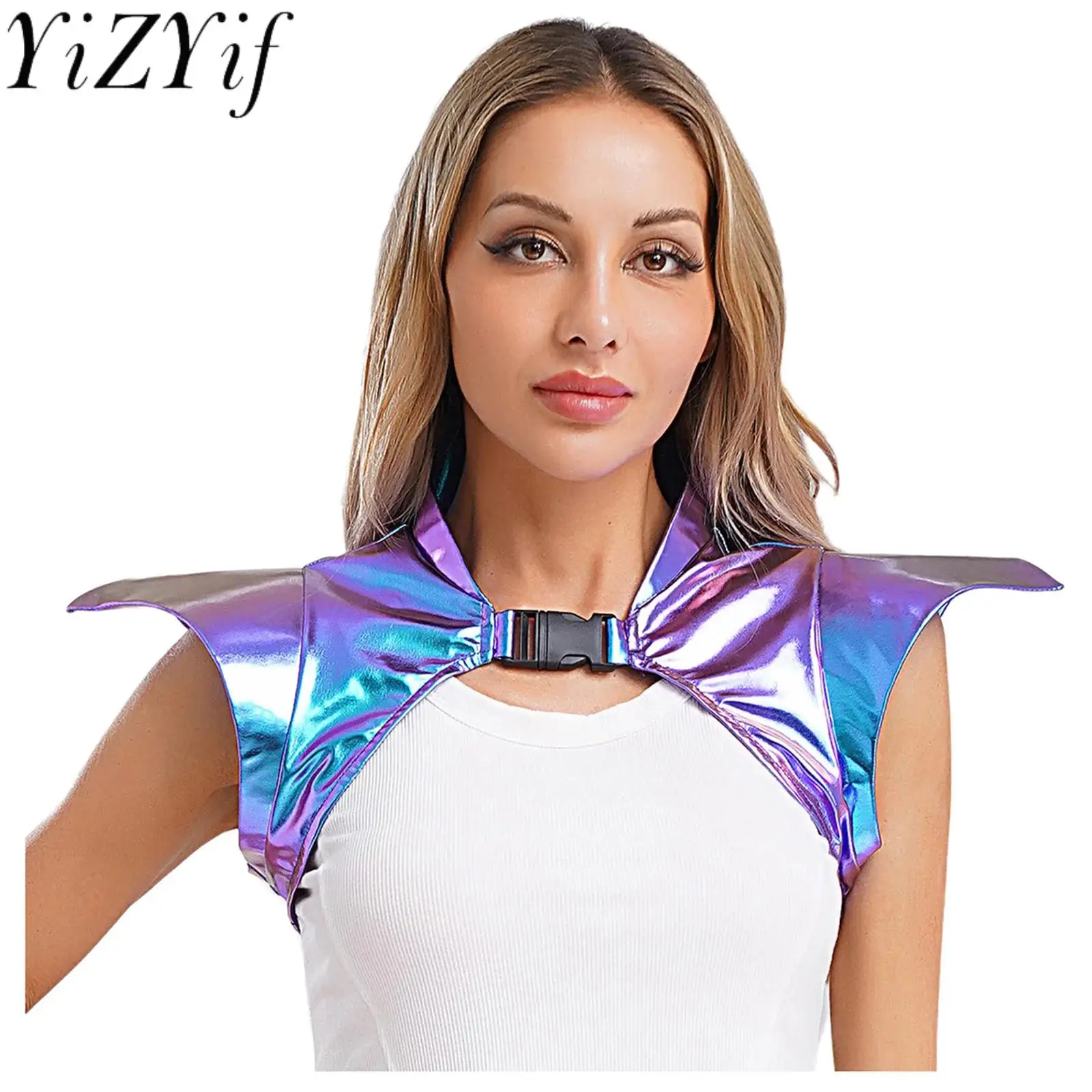 

Women Gothic Armor Shrug Steampunk Gothic Shoulder Epaulet Coat Collared Pauldron Armour Halloween Party Costume Accessory