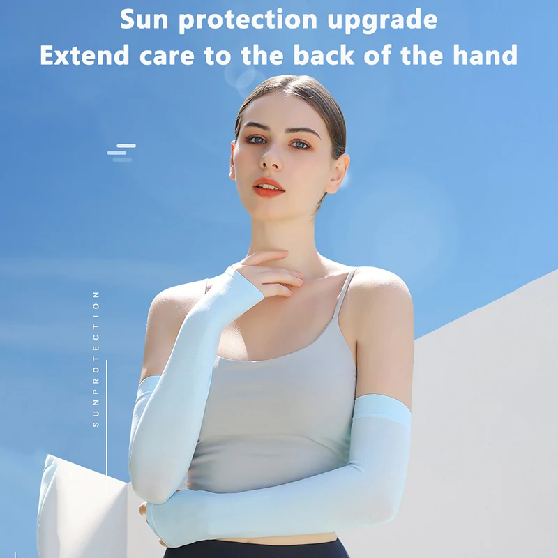 Anti-UV Solar Arm Gloves For Women And Men Cycling Fingerless Gloves Ice Silk Arm Sleeve Gloves