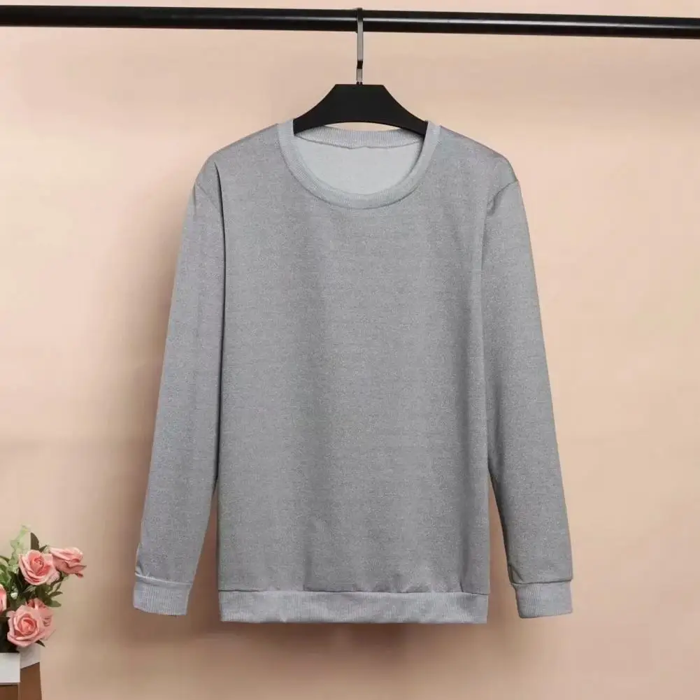 Men Autumn Winter Sweatshirt Long-sleeve Pullover Round Neck Sweatshirt Soft Breathable Simple Design Sweatshirt Top