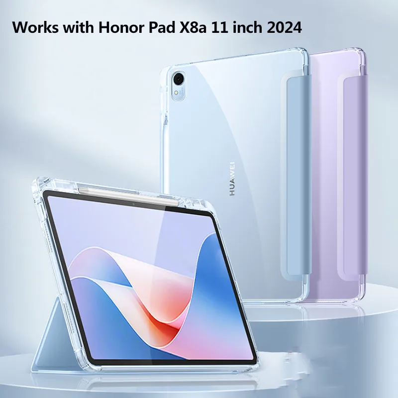 Soft Case For Honor Pad X8a 11inch 2024 X9 X8 Pro 11.5 X8 Lite V7 Pro V8 11 Tablet Stand Cover With Pencil Holder