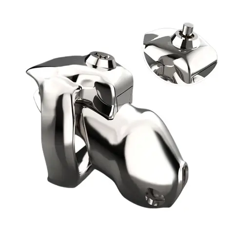 Latest 316 Stainless Steel HT-V5 Click Lock Male Chastity Device Metal Cock Cage Penis Ring Belt Adults Men Sex Toys A550-SS
