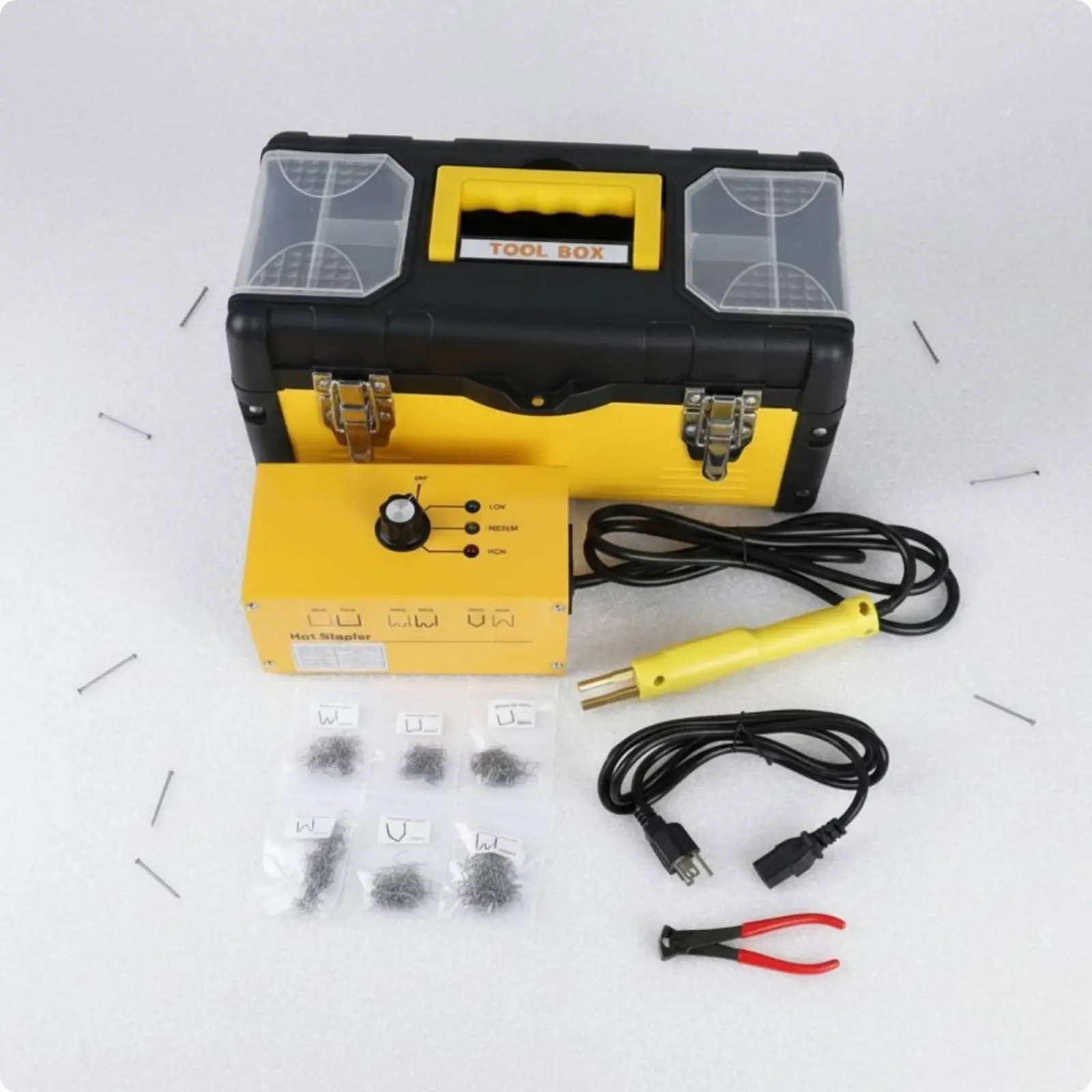 

Plastic Bumper Repair Welder Easy to Use Plastic Fusing Hot Stapler Kit Portable Carry Case for Garage