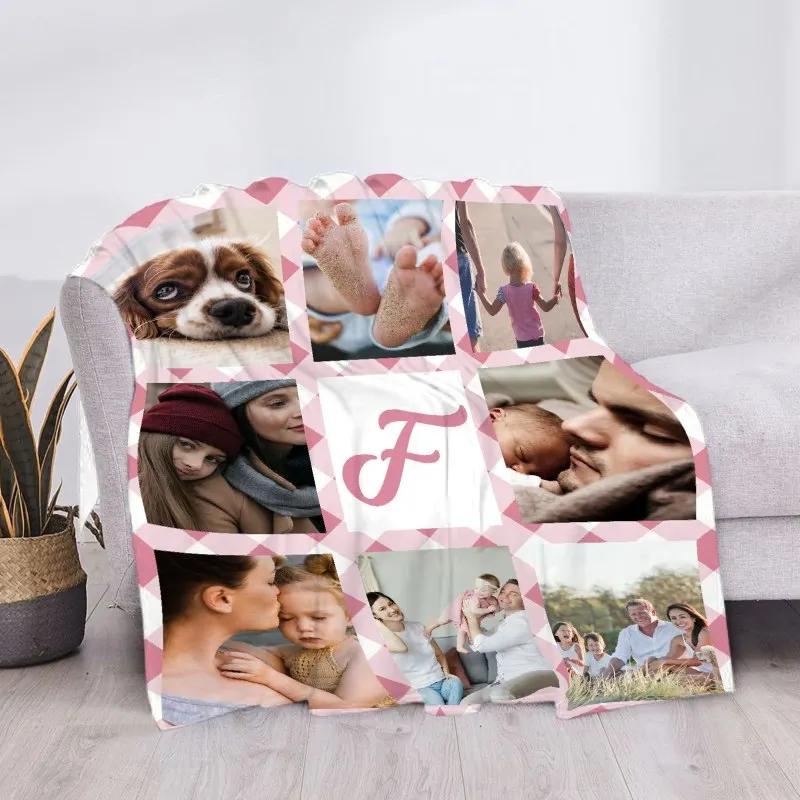 Benutzerdefinierte Decke mit Worten, Bild-Collage, individuelle Decken, Geburtstags-Souvenir, Weihnachtsgeschenke, personalisierte Überwurfdecke – Detail 6