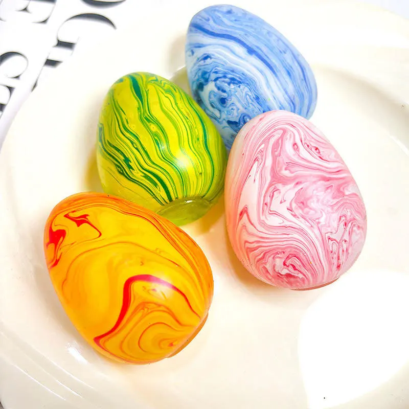 Colorful Swirl Egg Squishy Toy Soft Slow Rebound Squeeze Fidget Toy Stress Relief Vent Sensory Toy for Kids Adults Easter Gift