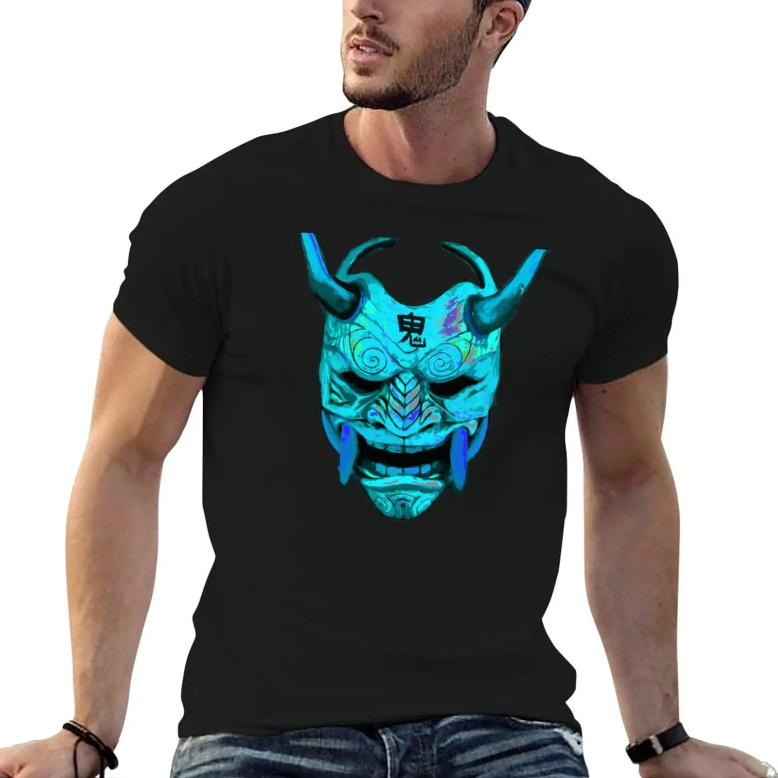 

Blue Oni T-Shirt t shirts for man graphic funny black cotton t-shirt plain for man package funny t shirts dark humor T-Shirt