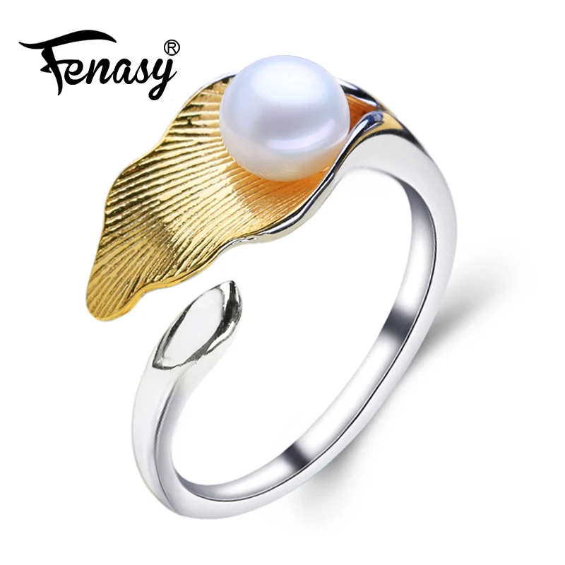 

FENASY 925 Sterling Silver Ring Natural Freshwater Pearl Rings Gold Color Custom Gifts For Women Fine Jewelry