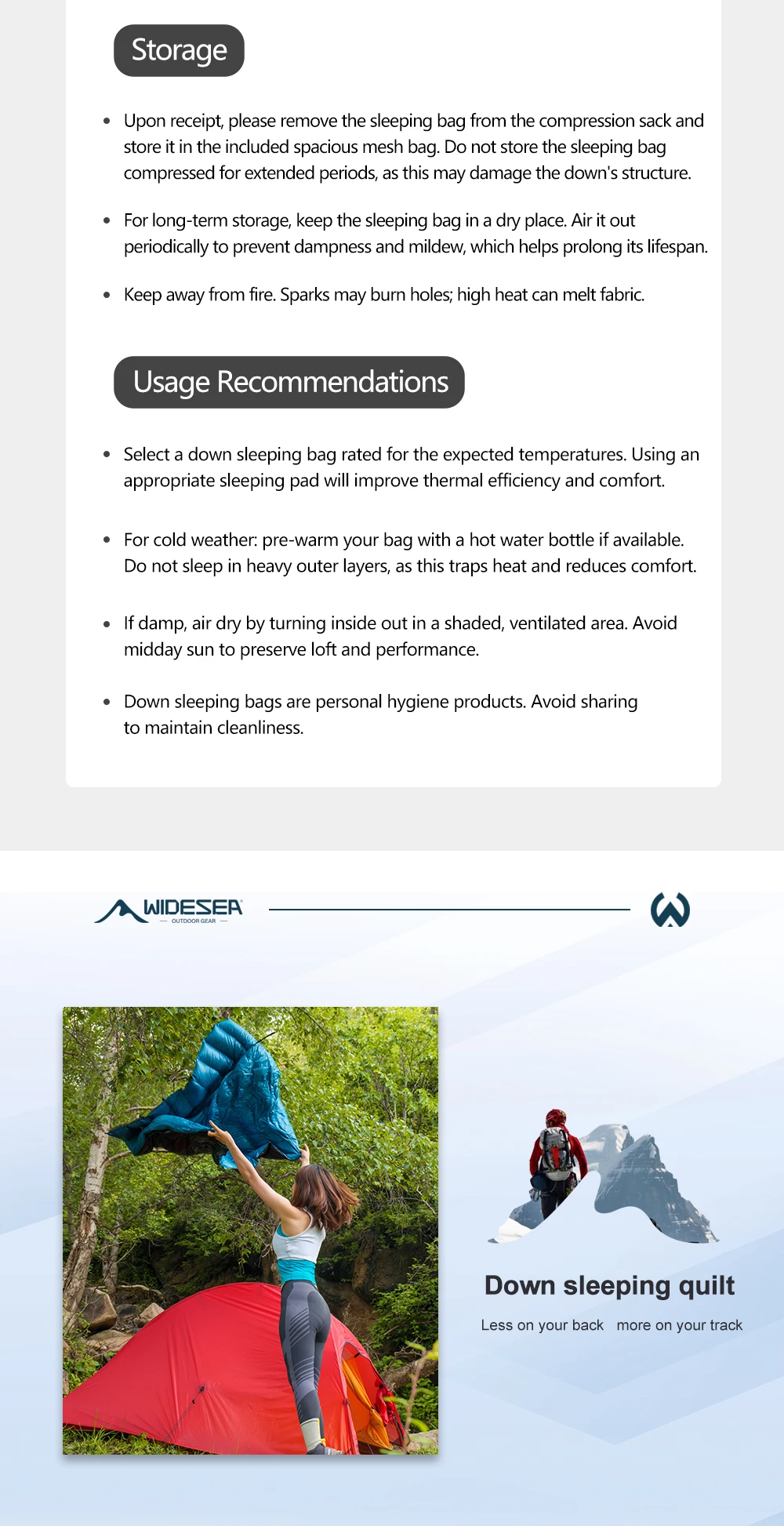 Widesea Camping-Daunenschlafsack für Erwachsene, 15D, wasserdichtes Nylon, leicht, doppelter Verwendungszweck, für den Winter, Überleben, ultraleichtes Zeltzubehör – Detail 13