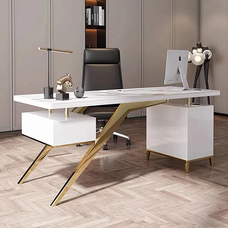 

Modern Marble Table Desk Furniture with Drawers Marble Table Boss Table