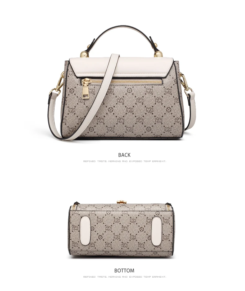 FOXER PVC-Leder Schulter-Crossbody-Taschen Vintage Signature Tote Bag Retro Mode Damenhandtasche Lässige Reisetasche für Frauen – Detail 15