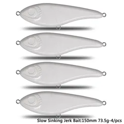 CF Lure Jerk Bait 150mm 73.5g 4/pcs Transparent Plastic ABS Unpainted fish lure Pike bass Slowly Sinking Hard Bait