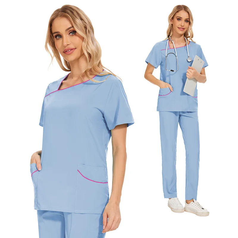 Uniforme Médical Solide, Vêtements de Travail pour Clinique, Hôpital, Salon de miles, Médecin, Chirurgie, Infirmière Imbibée, Ensembles de GIslande, Salopette à Manches Courtes