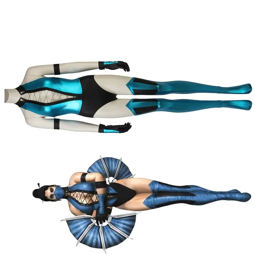 

Mortal Kombat X Kitana Cosplay Jumpsuit Women Sexy Cutout Deep V Bodysuit Full Set Halloween Carnival Xmas Party Battle Suit