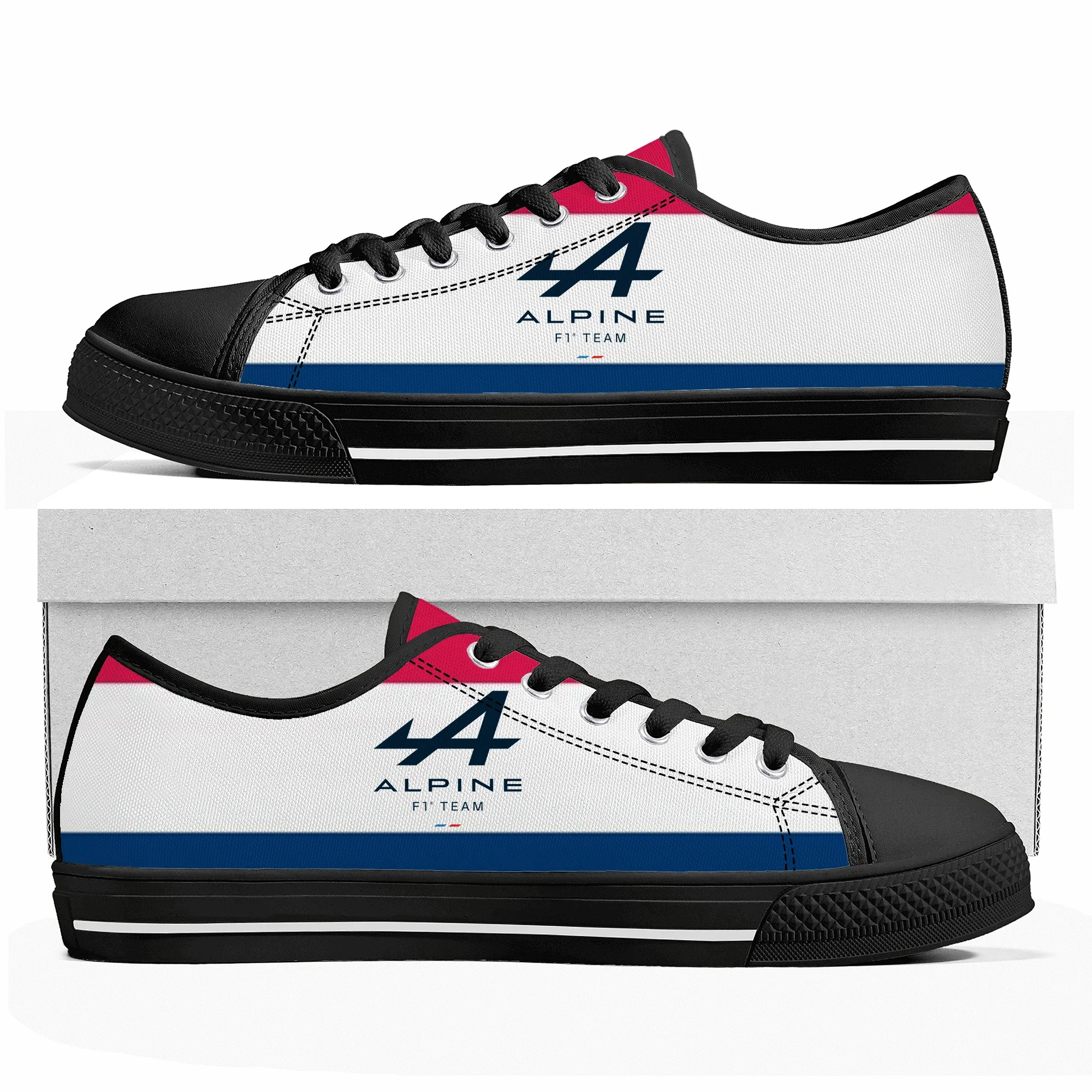 2023 Alpine F1 Low Top Sneakers Team Racing Womens Mens Teenager Fashion High Quality Shoes Casual Tailor Made Canvas Sneaker