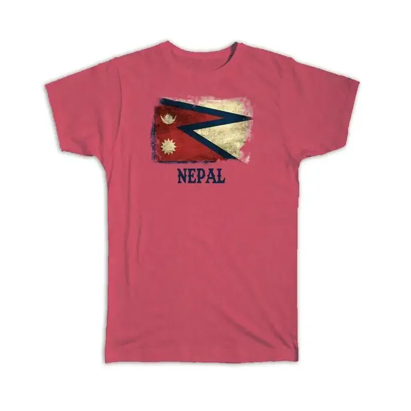 Nepal Nepalese Flag Asia Asian Country Pride Souvenir Vintage T shirt