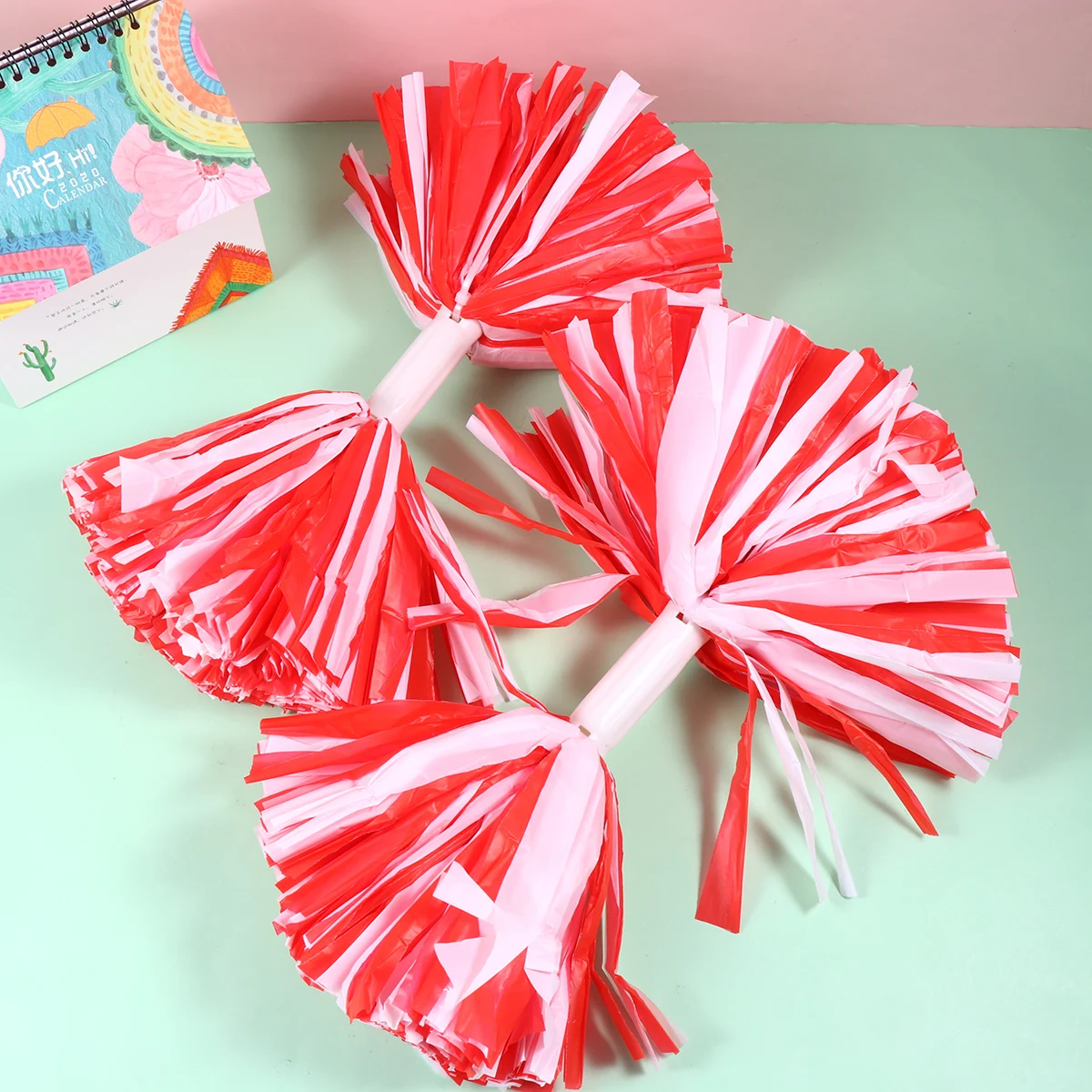 

Plastic Cheerleading Poms Bright Colors Smooth Props With H Events Party Sports Gifts