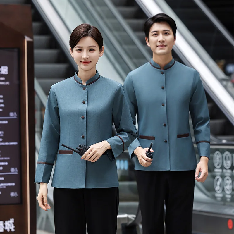 Outono inverno propriedade limpeza pessoal uniforme manga longa hotel homestay shopping hospital limpeza tia workwear conjunto para mulher